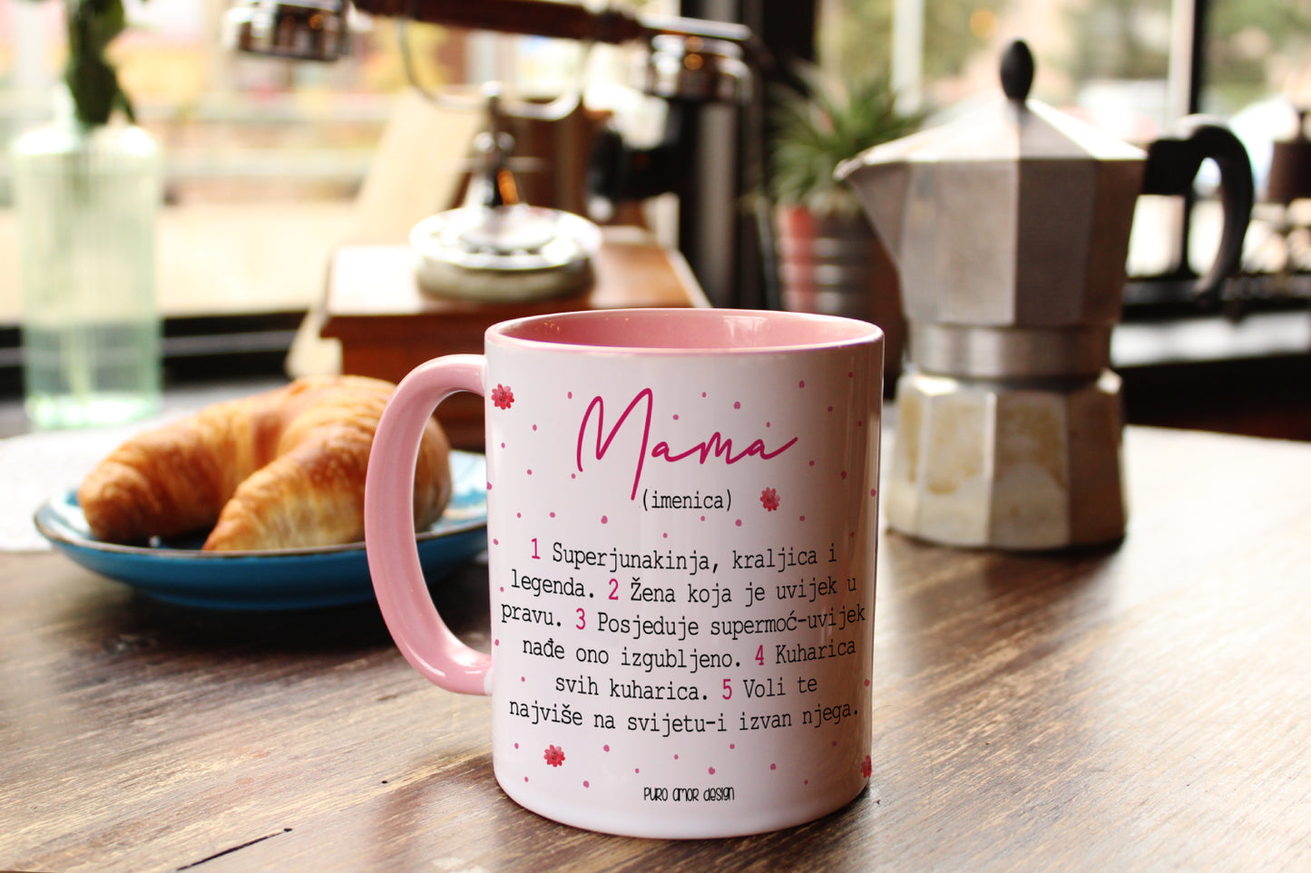 Šalica - Mama (imenica-rozi dizajn)