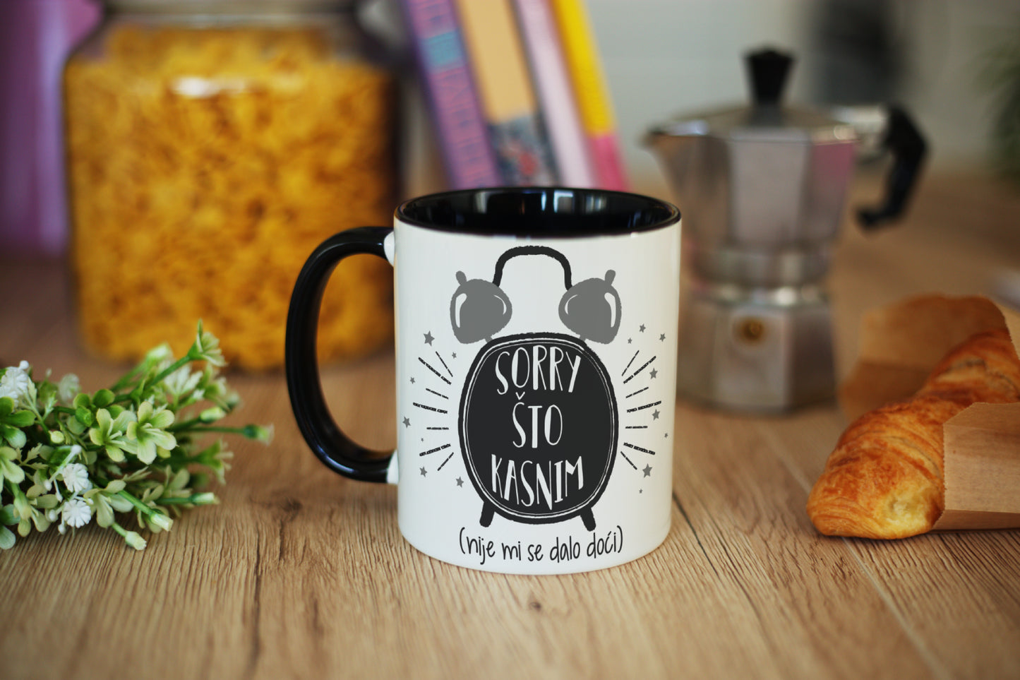 Šalica - Sorry što kasnim (crna)