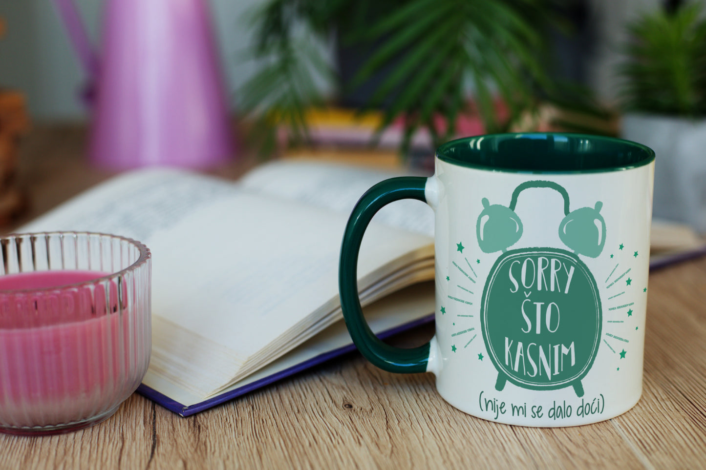 Šalica - Sorry što kasnim (zelena)