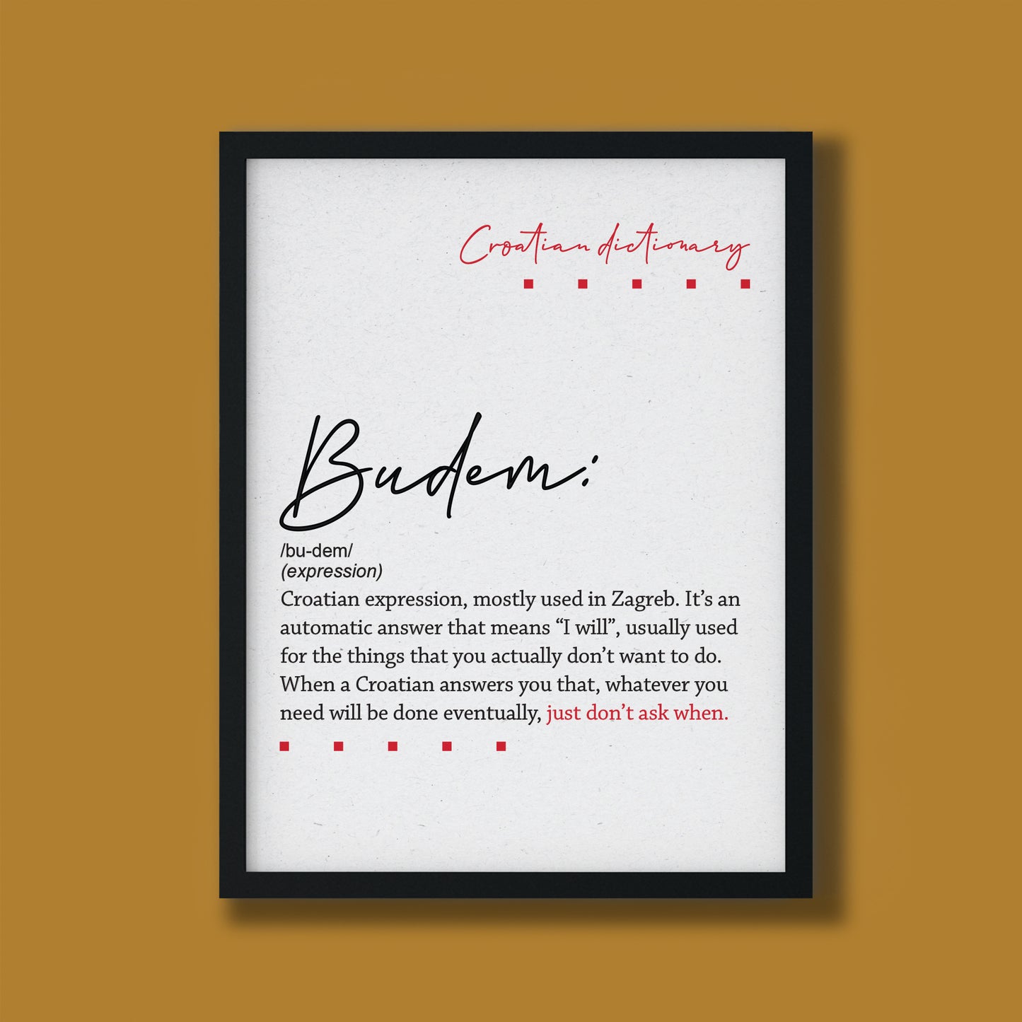 Poster - Croatian dictionary - Budem