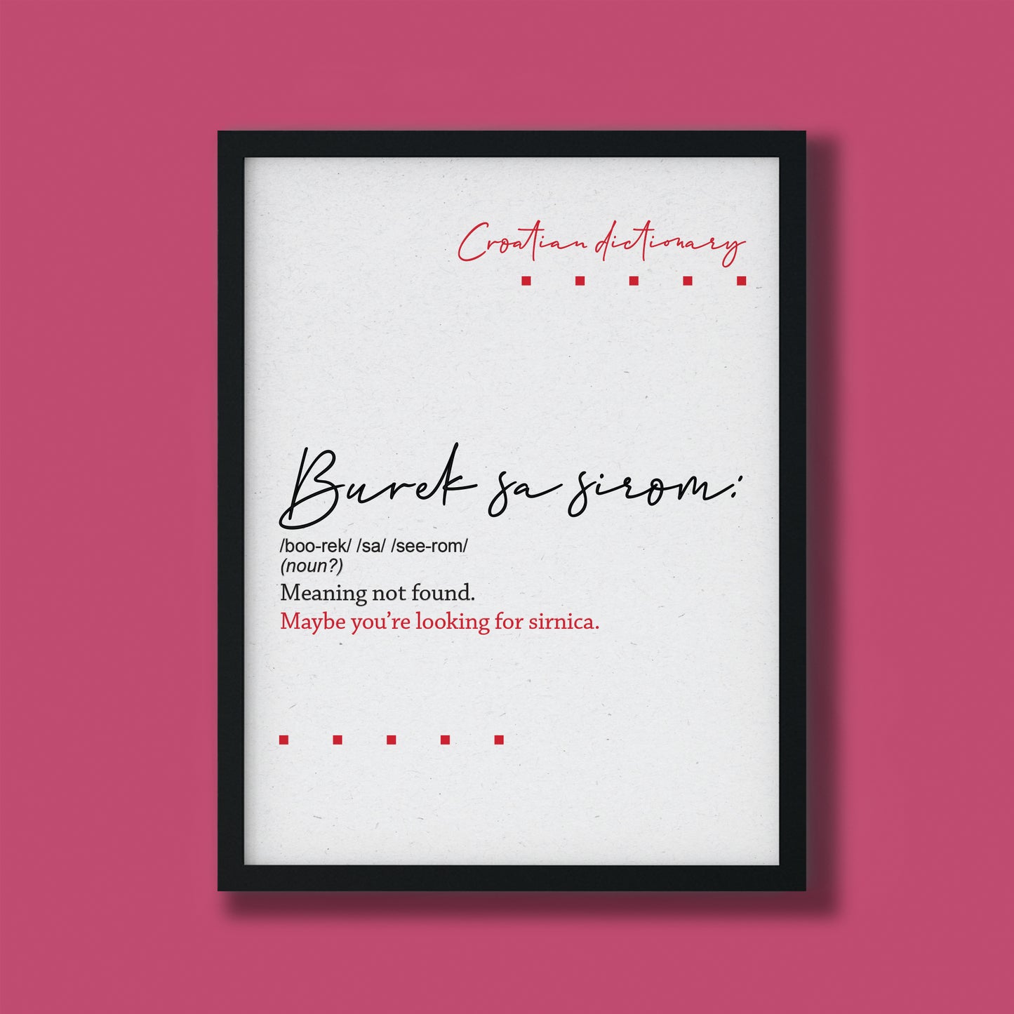 Poster - Croatian dictionary - Burek sa sirom