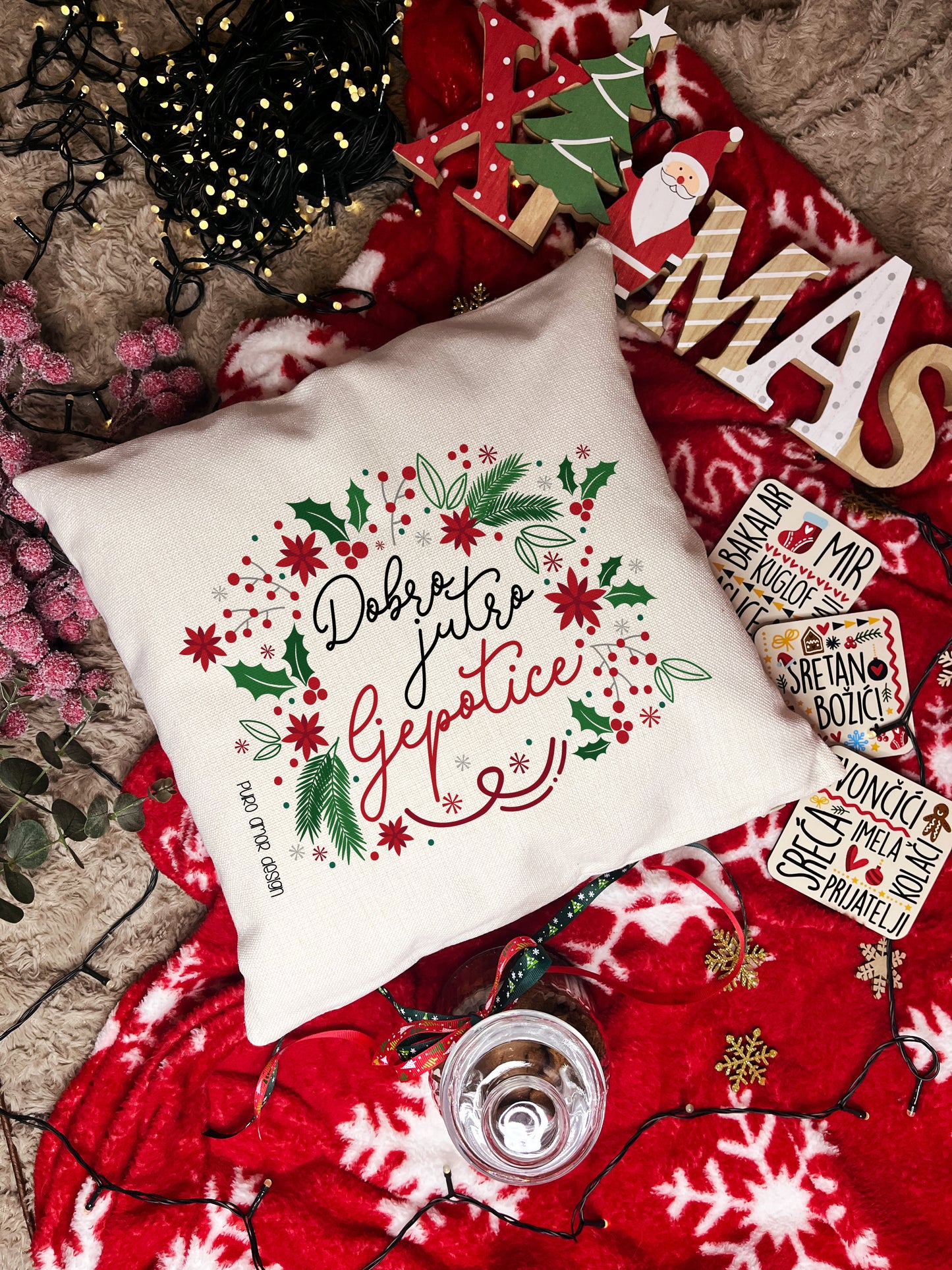 Jastučnica - Dobro jutro ljepotice (božićna)
