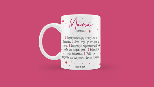 Šalica - Mama (imenica-rozi dizajn)