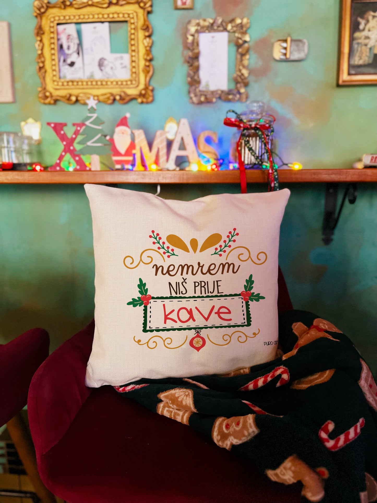 Jastučnica - Nemrem niš prije kave (božićna)