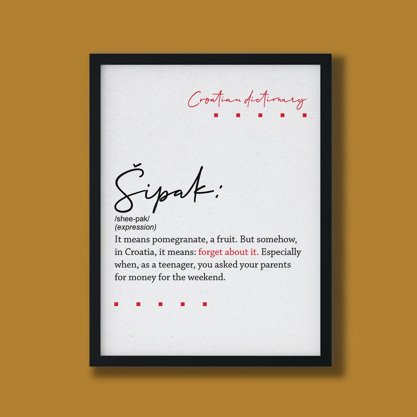 Poster - Croatian dictionary - Šipak
