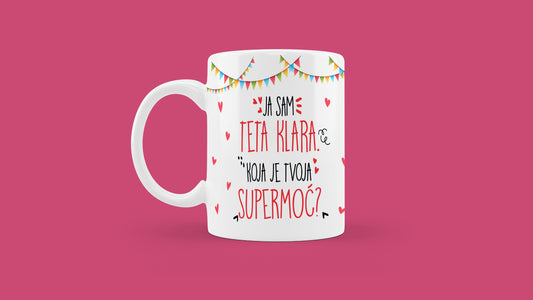 Šalica - Teta u vrtiću/supermoć (zastavice)